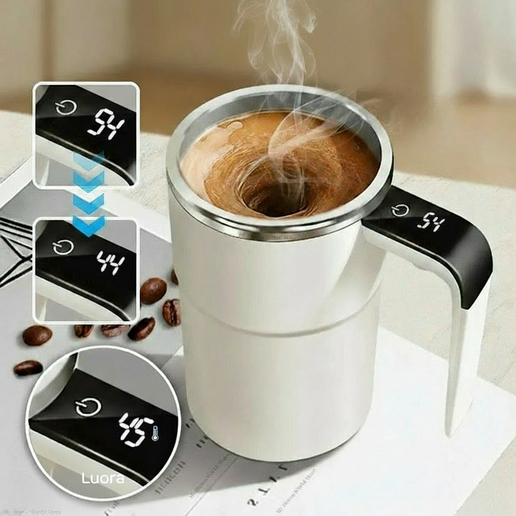 Automatic Magnetic Stirring Coffee Mug - Rechargeable - LCD Thermometer