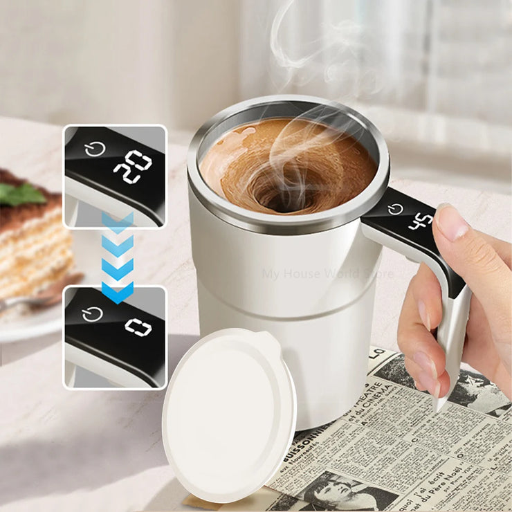 Automatic Magnetic Stirring Coffee Mug - Rechargeable - LCD Thermometer